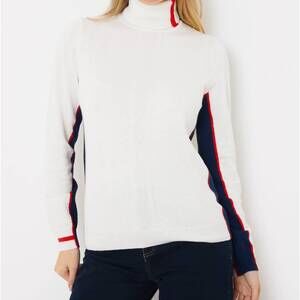 NEW WISPR brodie sporty roll neck sweater in white